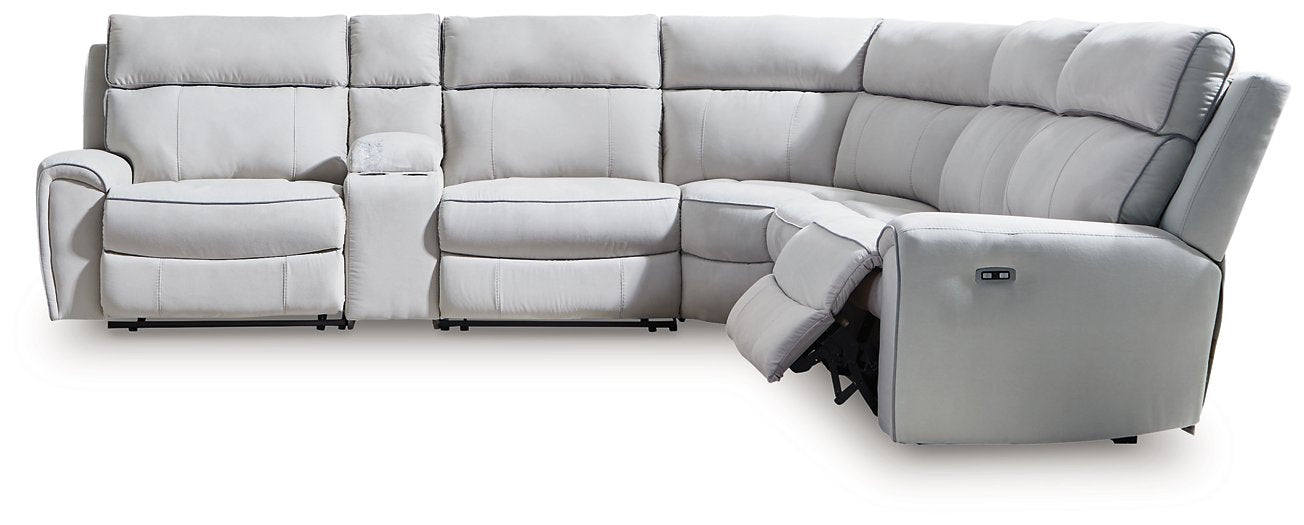 Social Pointe Reclining Sectional with Storage Console - Faith Furniture (Manhattan, KS)