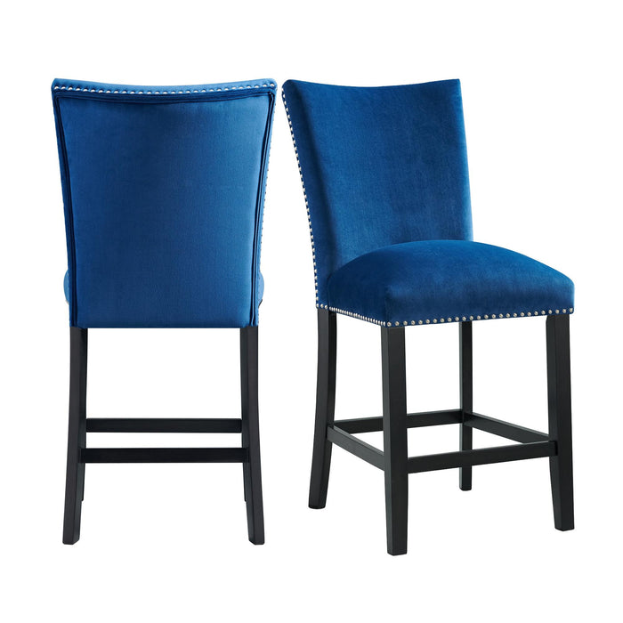 Francesca Blue Velvet Counter Height Chair Set of 2 - Faith Furniture (Manhattan, KS)