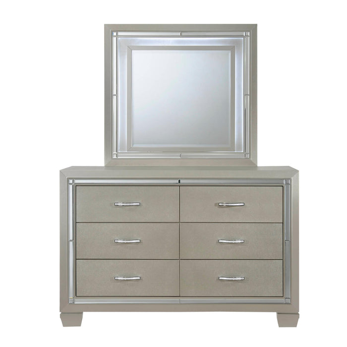 Platinum Youth Dresser & Mirror w/ LED Light Set - Faith Furniture (Manhattan, KS)