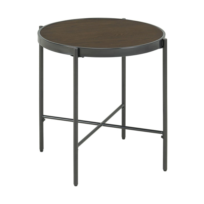 Vienna Round End Table with Wooden Top - Faith Furniture (Manhattan, KS)