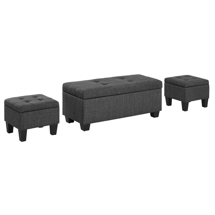 Ethan 3PK Storage Ottoman in Charcoal - Faith Furniture (Manhattan, KS)