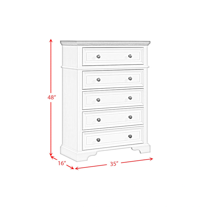 Eastwood Youth 5-Drawer Chest in Brown and Off-White