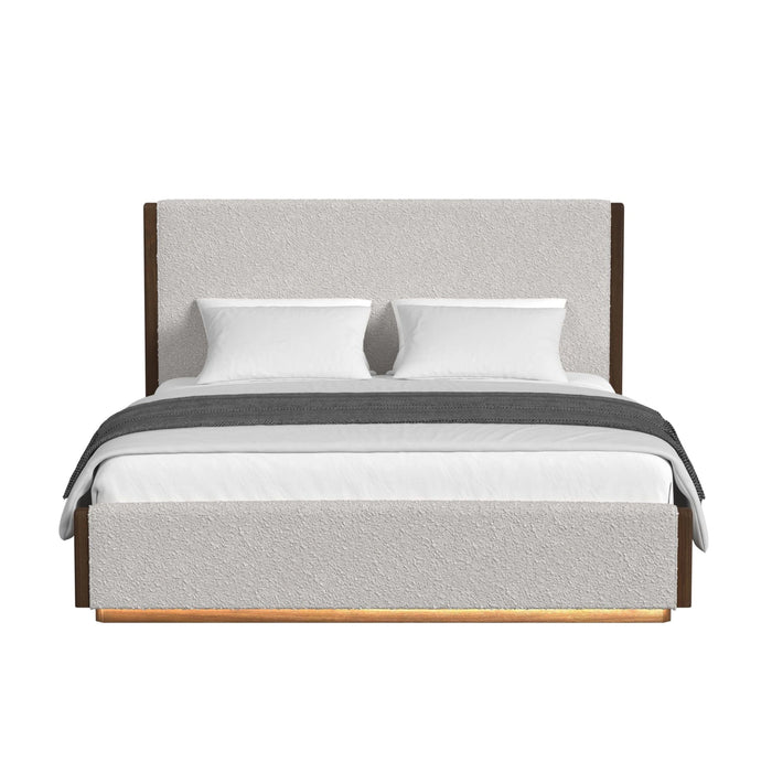 Brisbane UPH Bed with Boucle Beige and LED