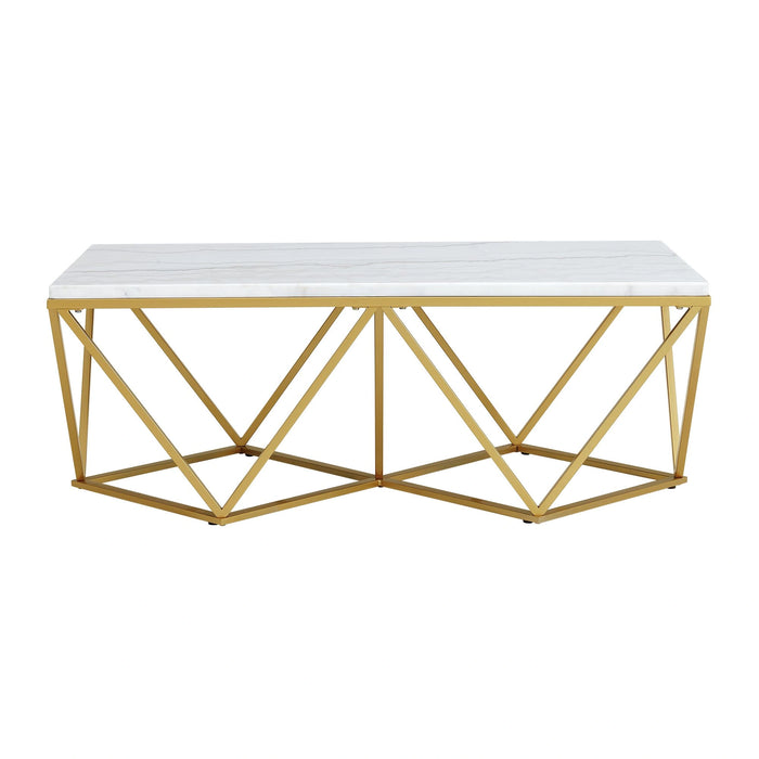 Riko Rectangular Coffee Table W/Gold Metal Leg
