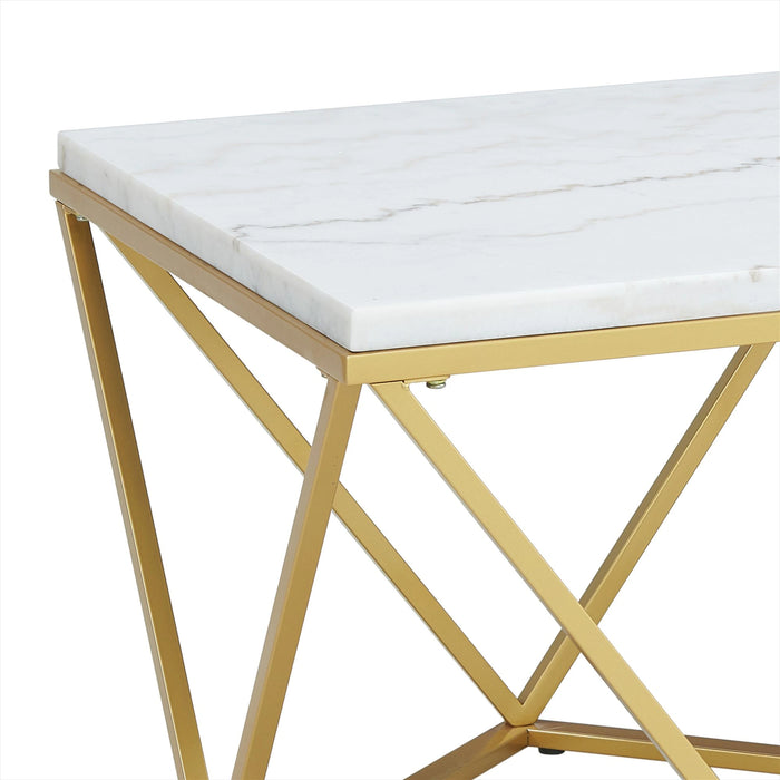 Riko Rectangular Coffee Table W/Gold Metal Leg