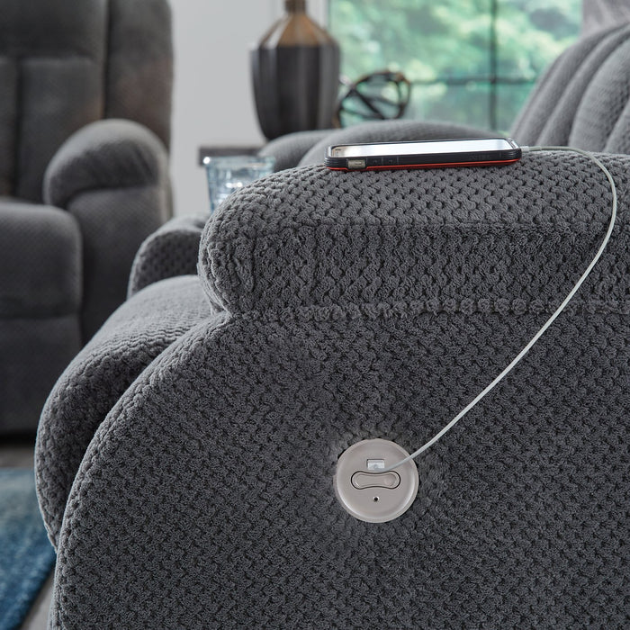 Observation Power Reclining Sofa with Drop Down Table - Faith Furniture (Manhattan, KS)