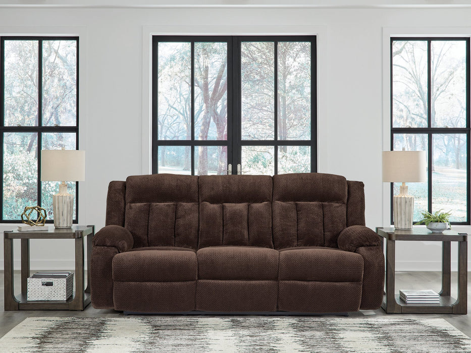 Observation Power Reclining Sofa with Drop Down Table - Faith Furniture (Manhattan, KS)