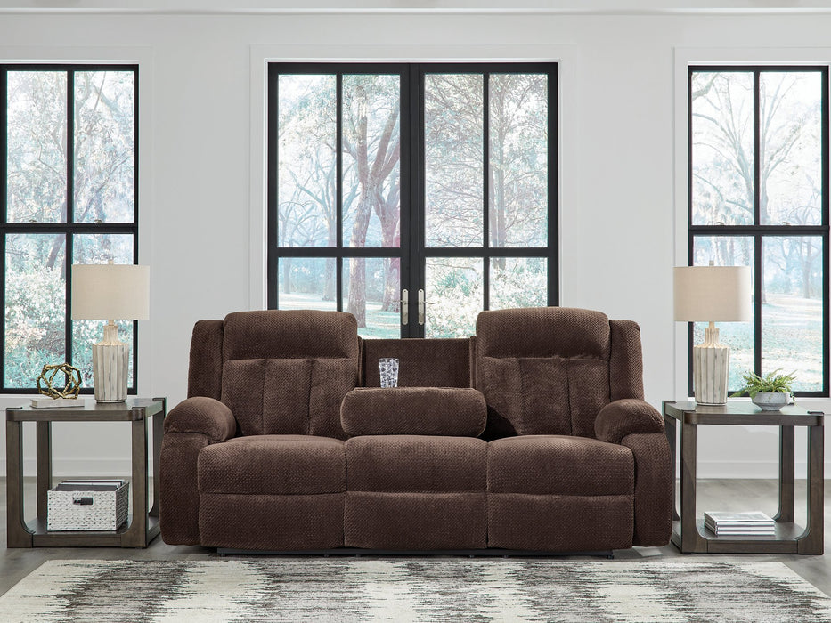 Observation Power Reclining Sofa with Drop Down Table - Faith Furniture (Manhattan, KS)