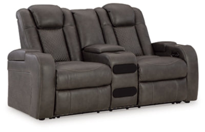 Fyne-Dyme Power Reclining Loveseat with Console - Faith Furniture (Manhattan, KS)