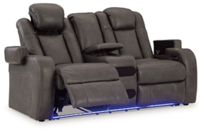 Fyne-Dyme Power Reclining Loveseat with Console - Faith Furniture (Manhattan, KS)