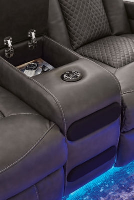 Fyne-Dyme Power Reclining Loveseat with Console - Faith Furniture (Manhattan, KS)