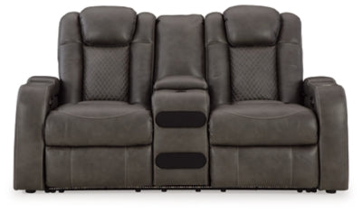 Fyne-Dyme Power Reclining Loveseat with Console - Faith Furniture (Manhattan, KS)