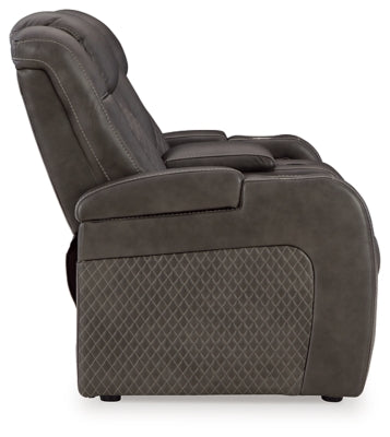 Fyne-Dyme Power Reclining Loveseat with Console - Faith Furniture (Manhattan, KS)