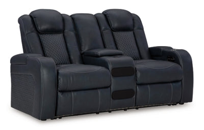 Fyne-Dyme Power Reclining Loveseat with Console - Faith Furniture (Manhattan, KS)