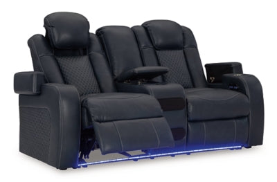 Fyne-Dyme Power Reclining Loveseat with Console - Faith Furniture (Manhattan, KS)