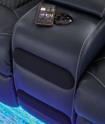 Fyne-Dyme Power Reclining Loveseat with Console - Faith Furniture (Manhattan, KS)