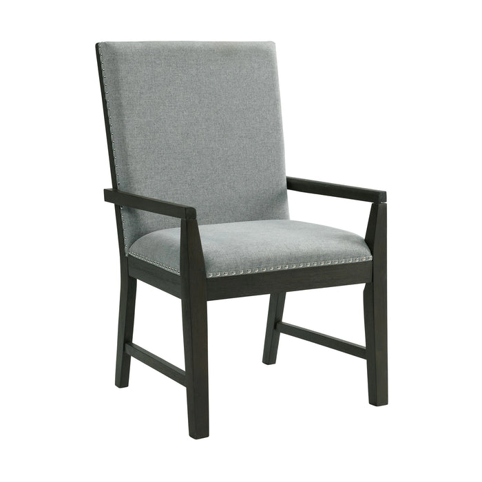 Donovan 7PC Standard Height Dining Set-Table, Four Side Chairs & Two Arm Chairs in Gray