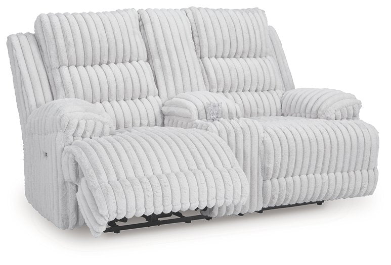 Rhines Falls Power Reclining Loveseat with Console - Faith Furniture (Manhattan, KS)