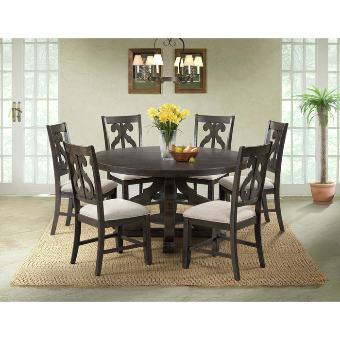 Stone Round 7PC Dining Set-Round Table & 6 Chairs