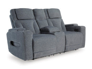 Studio Cave Power Reclining Loveseat with Console - Faith Furniture (Manhattan, KS)