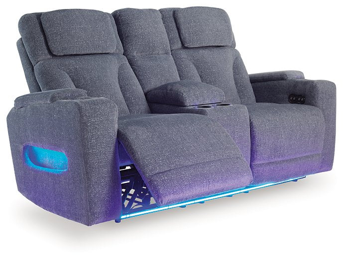 Studio Cave Power Reclining Loveseat with Console - Faith Furniture (Manhattan, KS)