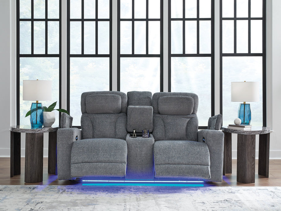 Studio Cave Power Reclining Loveseat with Console - Faith Furniture (Manhattan, KS)