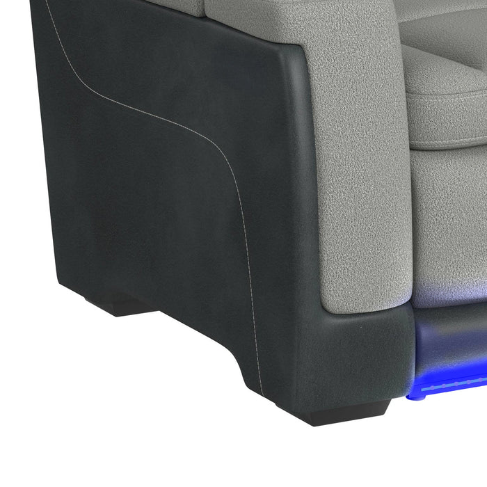 Lantana Power Motion Sofa with Power Headrest, Led, DDT, reading light and PWS in Rocky Cement/Charcoal