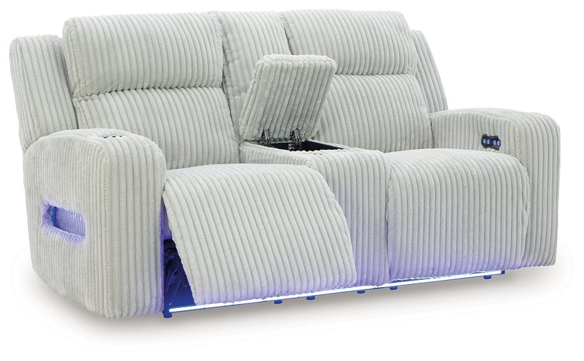 Forest Lake Power Reclining Loveseat with Console - Faith Furniture (Manhattan, KS)
