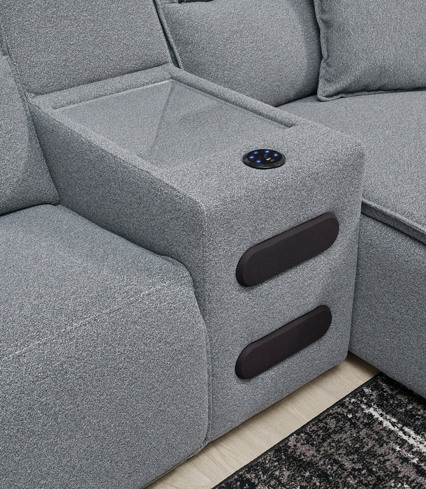 ModMax II Reclining Sectional with Chaise and Audio Console - Faith Furniture (Manhattan, KS)
