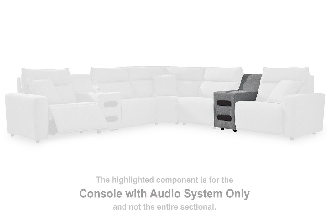 ModMax II Reclining Sectional with Chaise and Audio Console - Faith Furniture (Manhattan, KS)