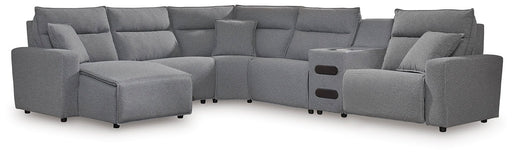 ModMax II Reclining Sectional with Chaise and Audio Console - Faith Furniture (Manhattan, KS)