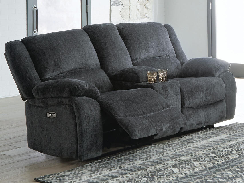 Draycoll Power Reclining Loveseat with Console - Faith Furniture (Manhattan, KS)