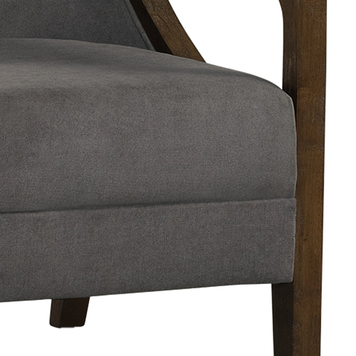 Hopkins Chair w/Brown Arm Columbia Charcoal