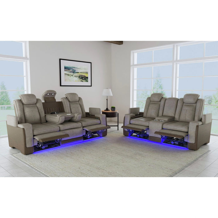 Lantana 2PC Living Room Set in Rocky Grey/Brown-Sofa & Loveseat