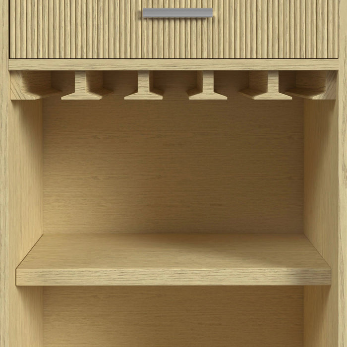 Cambrie Buffet with LED and Power in Off-White and Natural