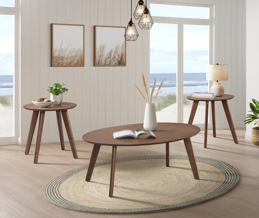 Theo Three Pack Occasional Set with Coffee Table and 2 End Tables in Walnut
