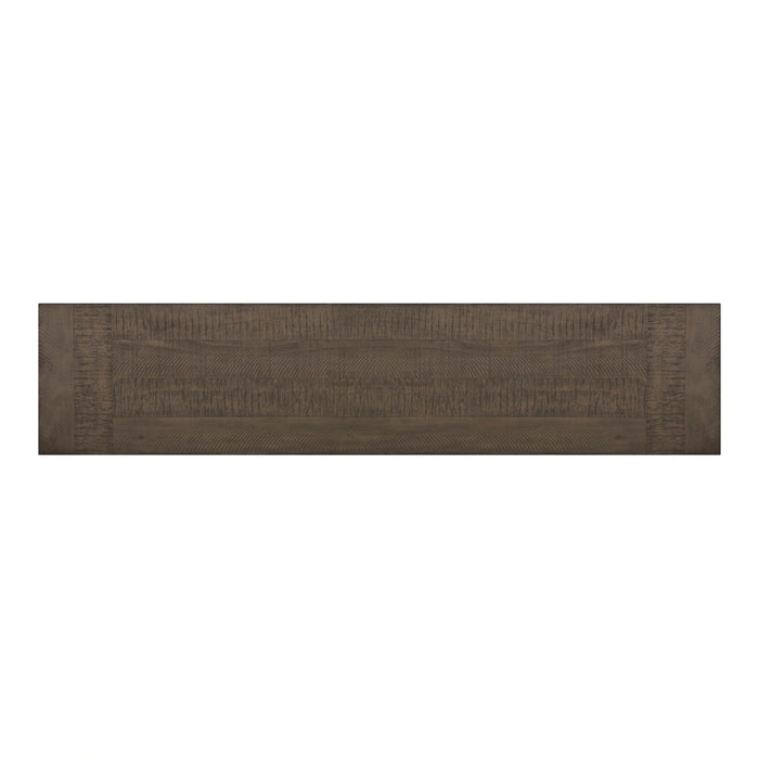 Yellowstone Dining Bench with Metal Bar cross in Medium Brown