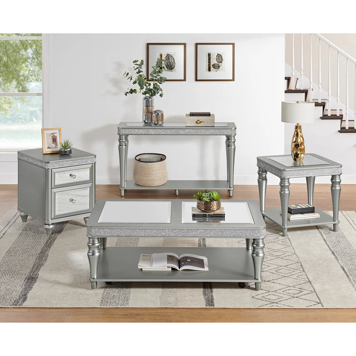 Avril Chairside Table with Power/USB in Silver