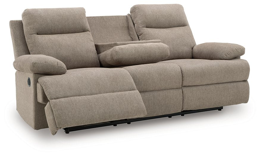 Side-Swipe Reclining Sofa with Drop Down Table - Faith Furniture (Manhattan, KS)