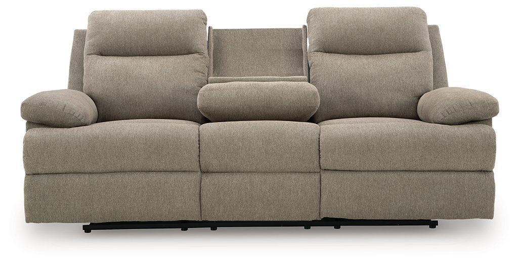 Side-Swipe Reclining Sofa with Drop Down Table - Faith Furniture (Manhattan, KS)