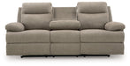 Side-Swipe Reclining Sofa with Drop Down Table - Faith Furniture (Manhattan, KS)