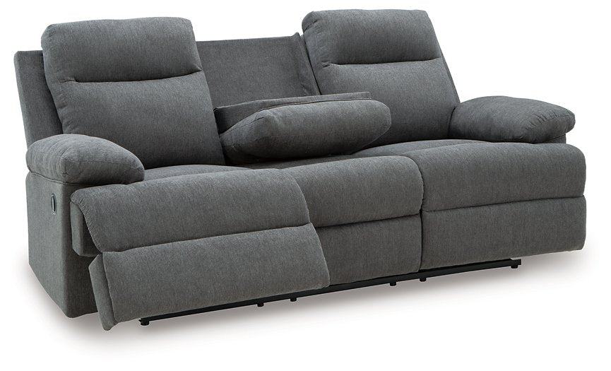 Side-Swipe Reclining Sofa with Drop Down Table - Faith Furniture (Manhattan, KS)