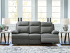 Side-Swipe Reclining Sofa with Drop Down Table - Faith Furniture (Manhattan, KS)