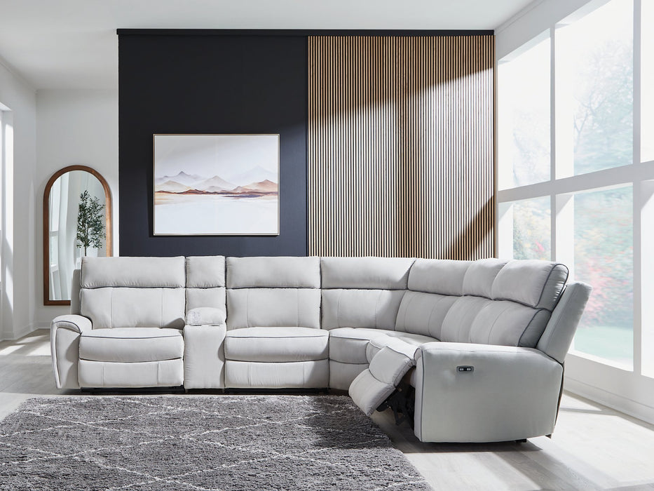 Social Pointe Reclining Sectional with Storage Console - Faith Furniture (Manhattan, KS)