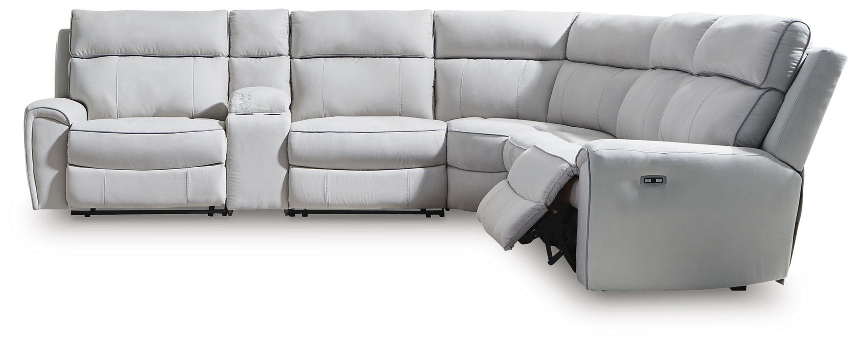Social Pointe Reclining Sectional with Storage Console - Faith Furniture (Manhattan, KS)