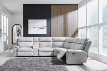 Social Pointe Reclining Sectional with Storage Console - Faith Furniture (Manhattan, KS)