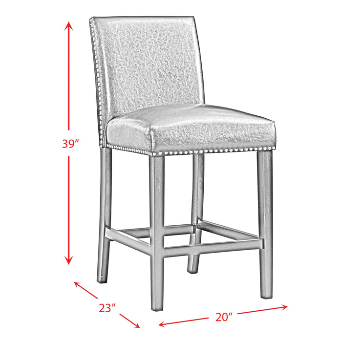 Francesca White Marble Square 5PC Counter Height Dining Set-Table & Four Grey PU Chairs