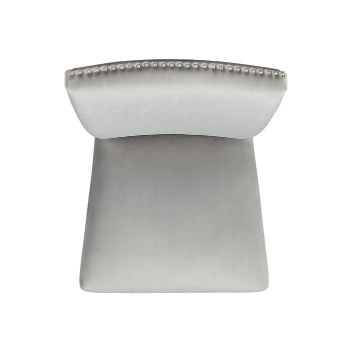 Francesca White Marble Rectangular 5PC Dining Set-Table & Four Grey Velvet Chairs