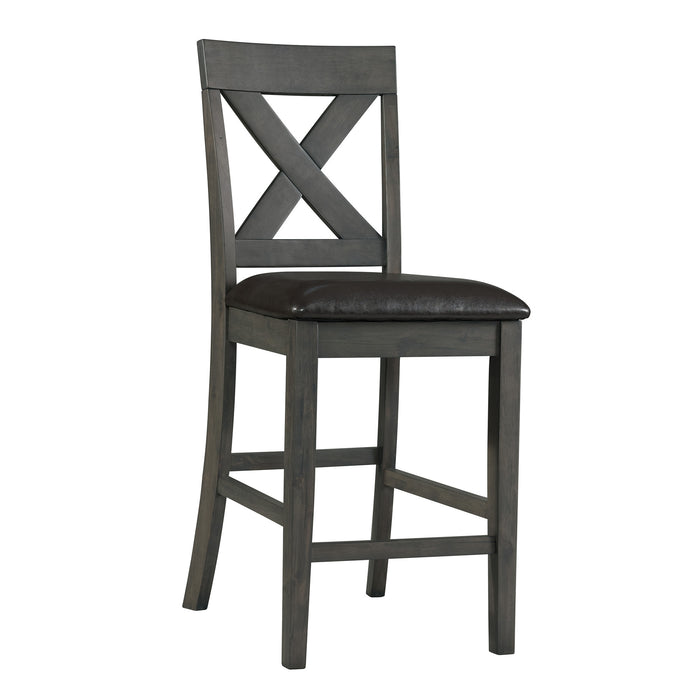 Alex Counter Side Chair W/Black PU Grey (2 Per Pack) - Faith Furniture (Manhattan, KS)