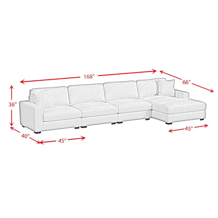 Arizona 4PC Sectional Set with RHF Chaise in Steno Black